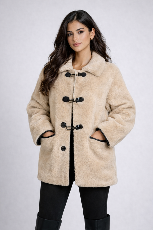 Johanna | Chaqueta fluffy  elegante, con cierre de botones y bolsillos funcionales